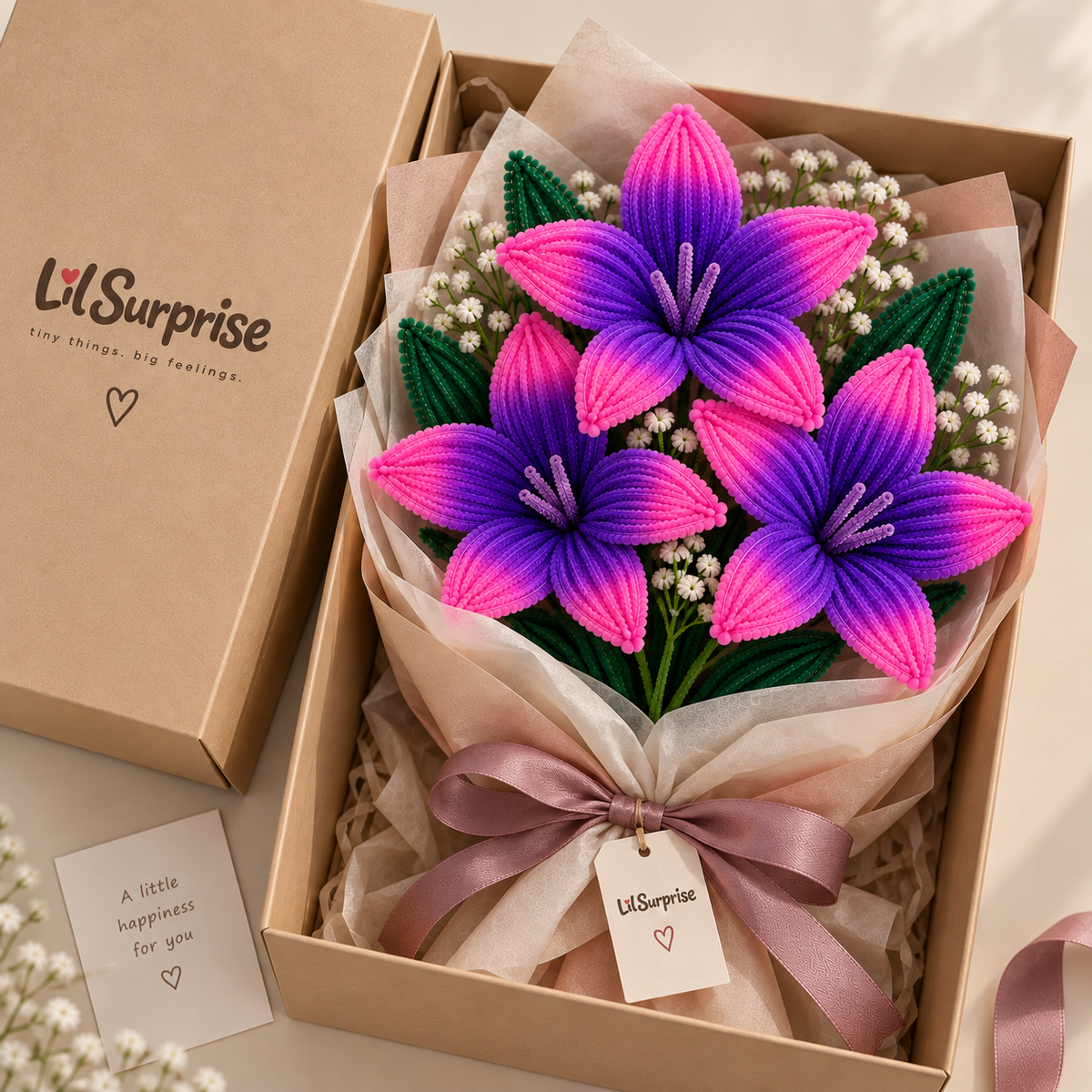 Lil Bloom — Handmade Purple & Pink Lily Bouquet
