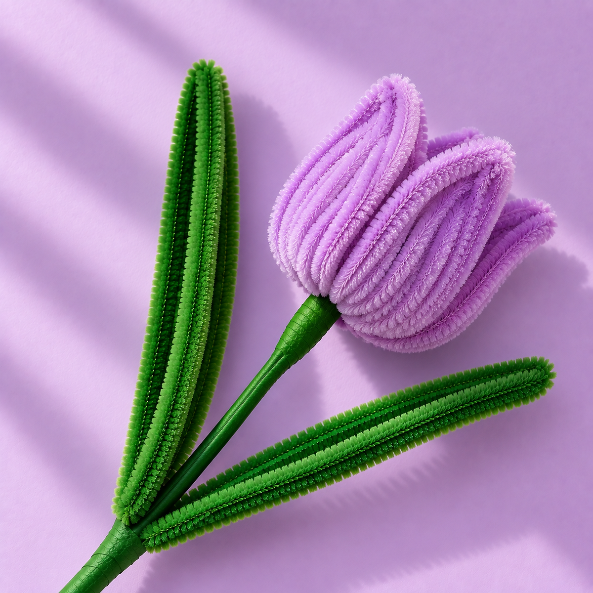 Handmade lavender pipe cleaner tulip flower