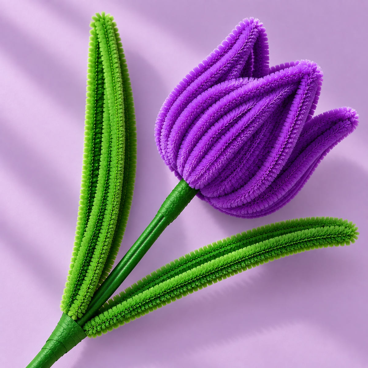Handmade purple pipe cleaner tulip flower
