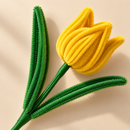 Handmade yellow pipe cleaner tulip flower