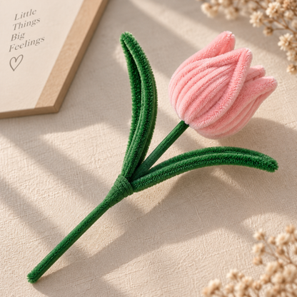 Lil Bloom — Handmade Pink Pipe Cleaner Tulip