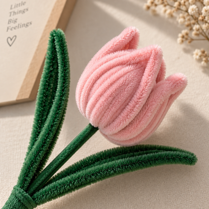 Lil Bloom — Handmade Pink Pipe Cleaner Tulip