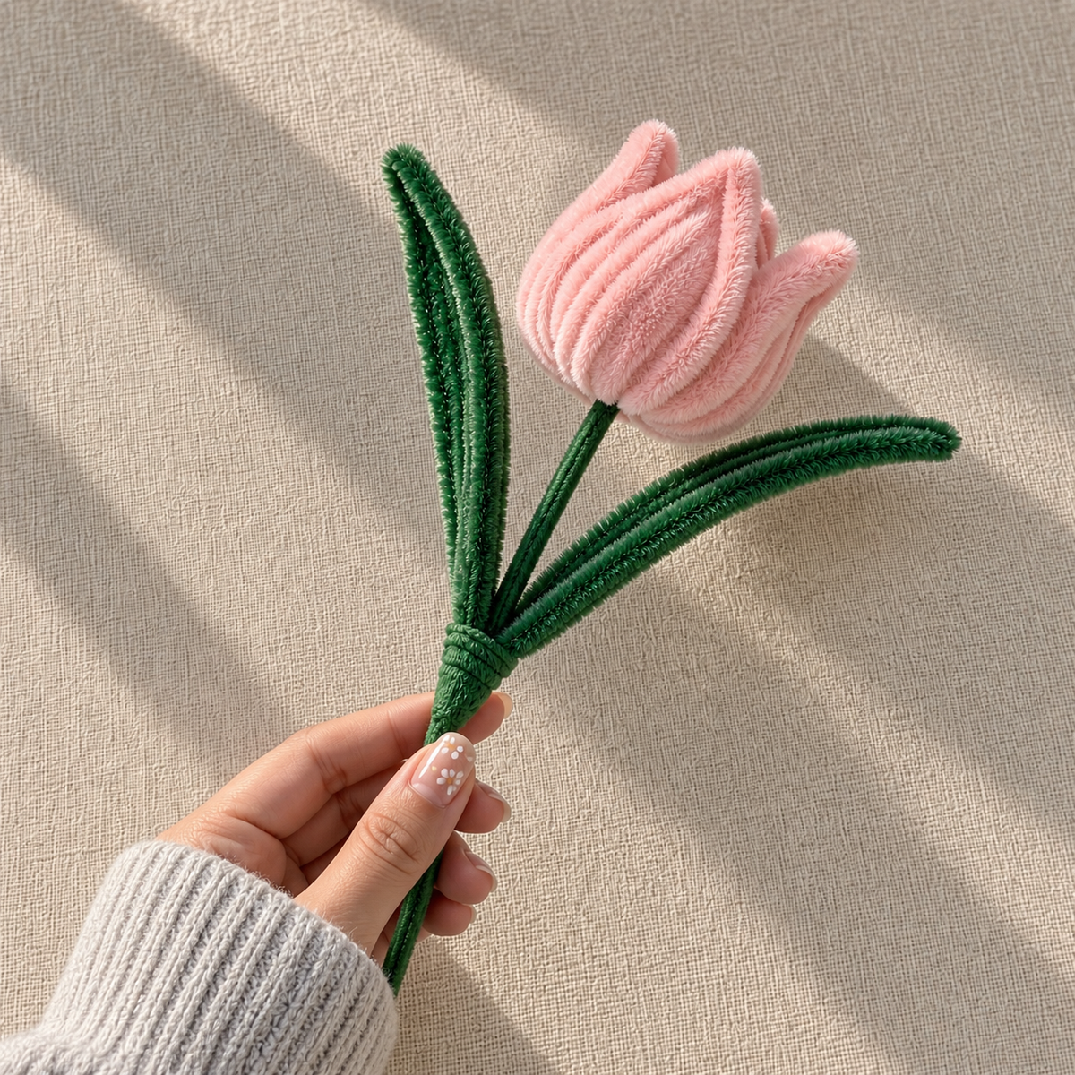 Lil Bloom — Handmade Pink Pipe Cleaner Tulip