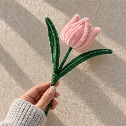 Lil Bloom — Handmade Pink Pipe Cleaner Tulip