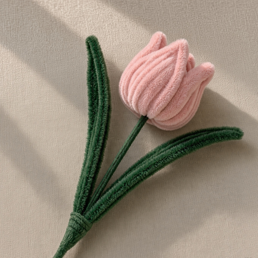 Handmade pink pipe cleaner tulip flower