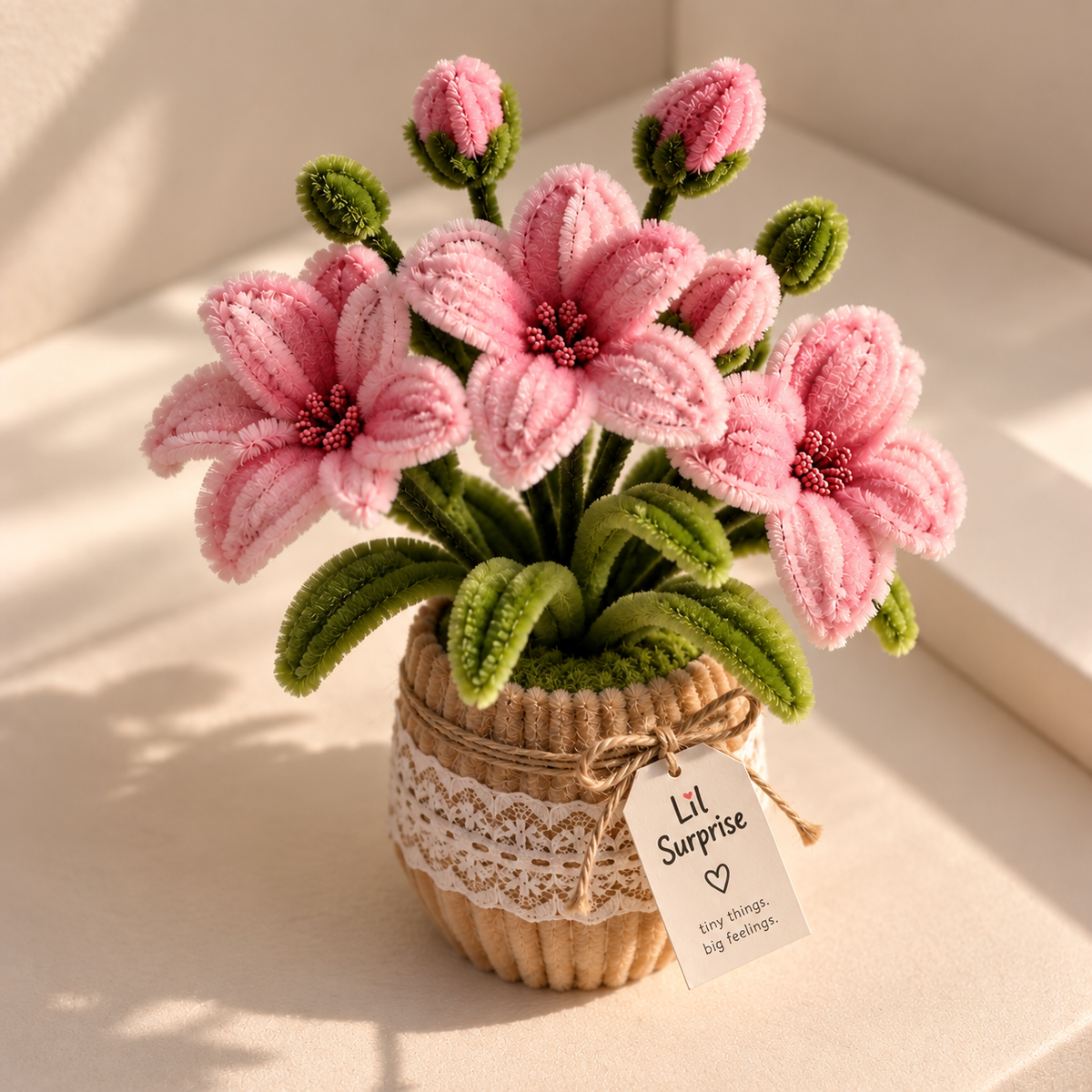 Lil Meadow — Handmade Pink Flower Desk Pot