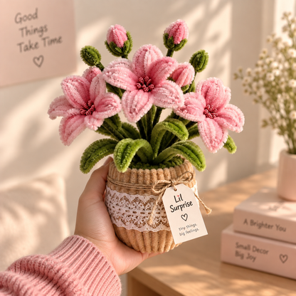 Lil Meadow — Handmade Pink Flower Desk Pot