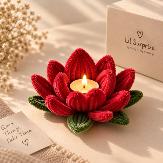 Lil Glow — Handmade Red Lotus Candle Holder