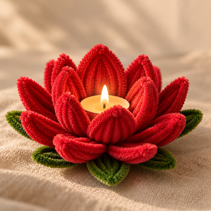 Lil Glow — Handmade Red Lotus Candle Holder
