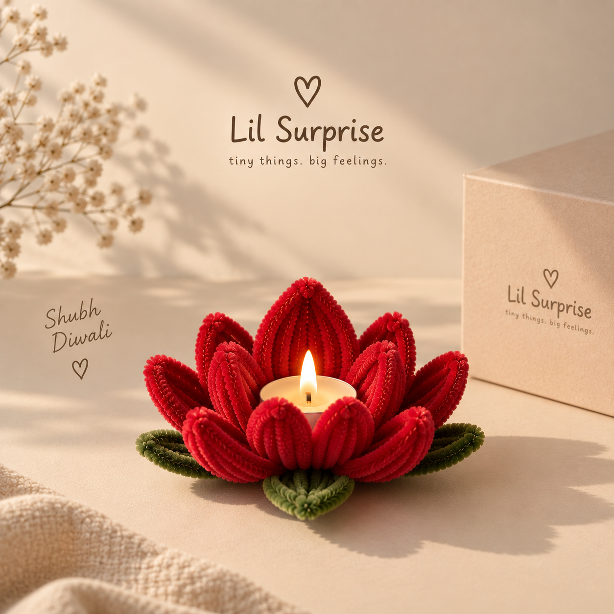 Lil Glow — Handmade Red Lotus Candle Holder